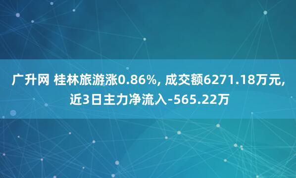 广升网 桂林旅游涨0.86%, 成交额6271.18万元, 近3日主力净流入-565.22万