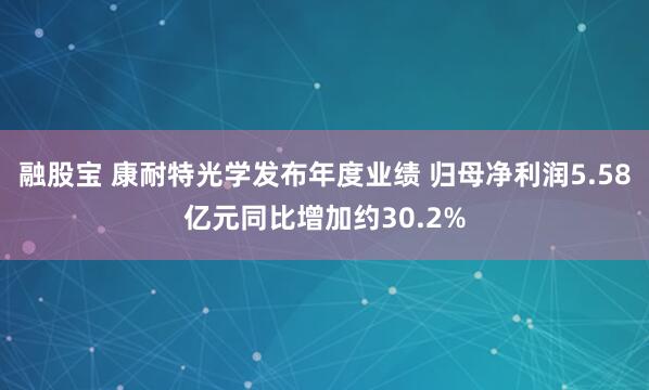 融股宝 康耐特光学发布年度业绩 归母净利润5.58亿元同比增加约30.2%