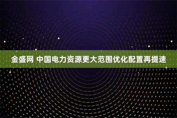 金盛网 中国电力资源更大范围优化配置再提速